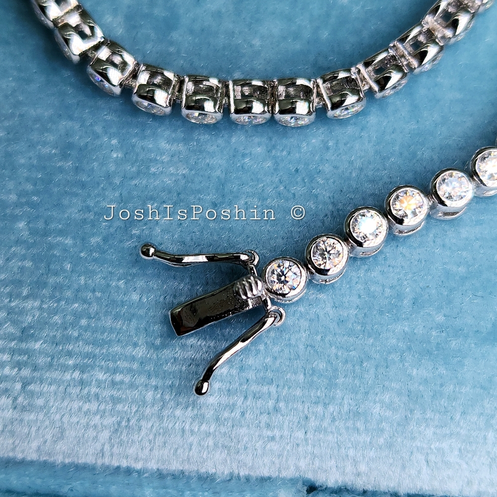 2MM Moissanite bezel set tennis bracelet in sterling silver